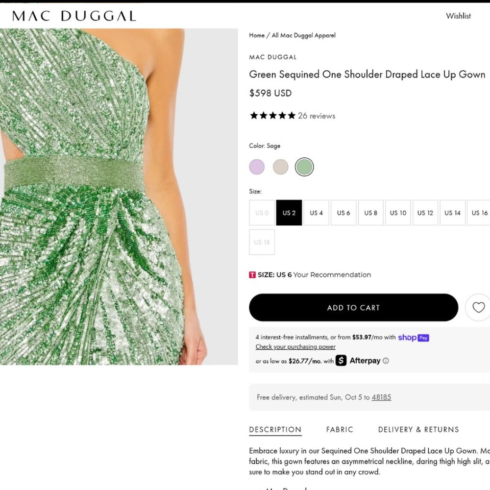 Mac Duggal 5687 Size 16 Sage Green One Shoulder Corset Back Long Maxi Gown Dress - Picture 3 of 7